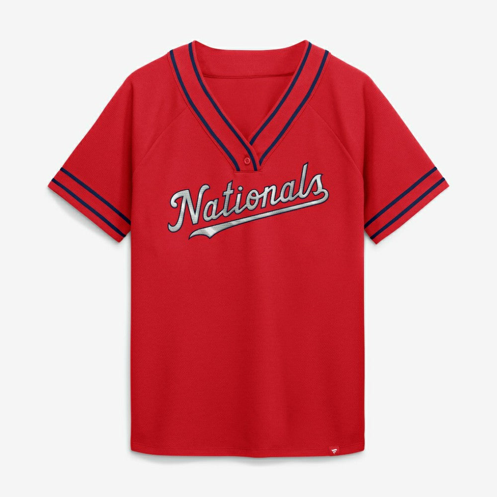 Washington Nationals Fanatics Women's Diva Race Ahead Raglan V-Neck T-Shirt Near Me