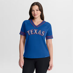 Texas Rangers Fanatics Women's Diva Race Ahead Raglan V-Neck T-Shirt Discount