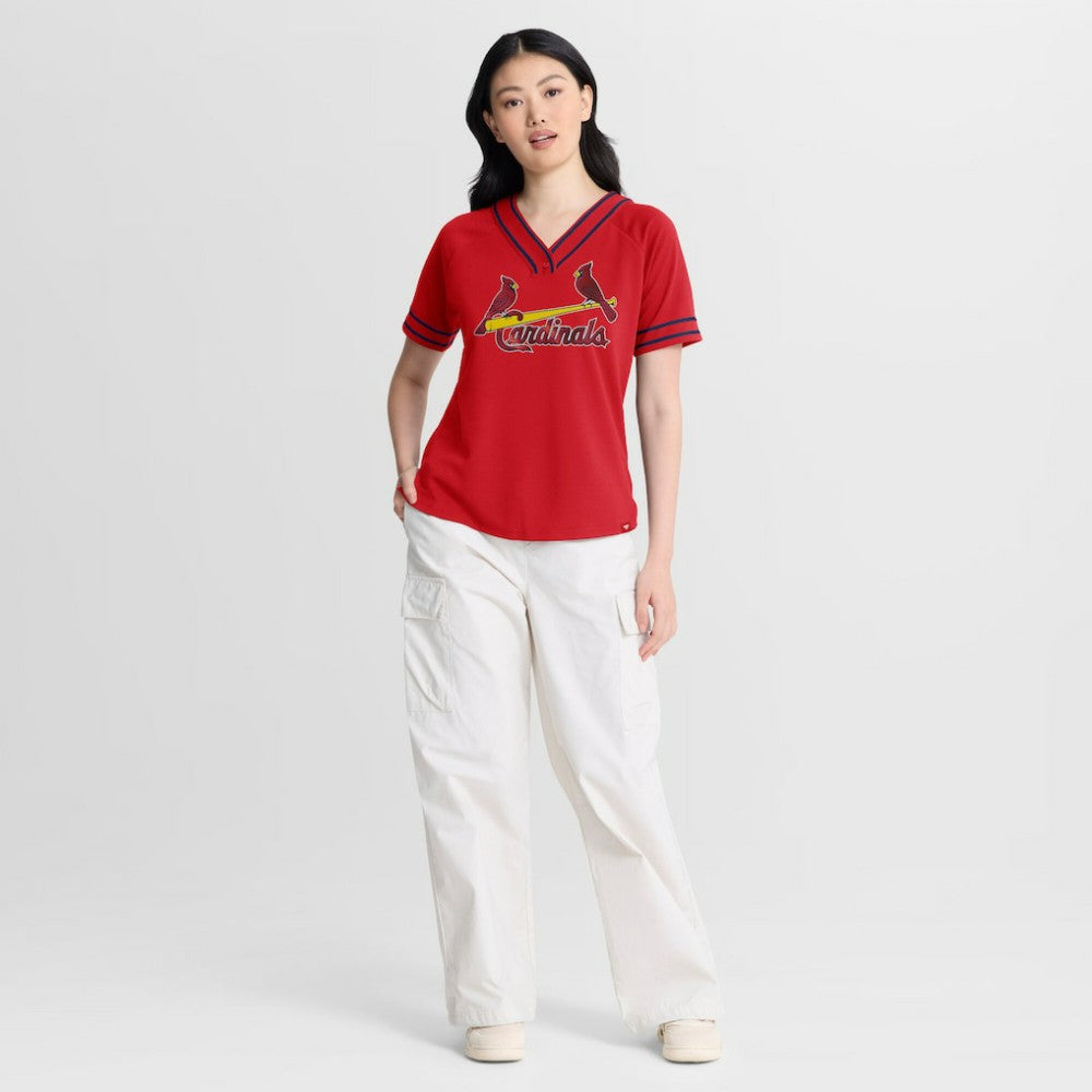 St. Louis Cardinals Fanatics Women's Diva Race Ahead Raglan V-Neck T-Shirt Near Me