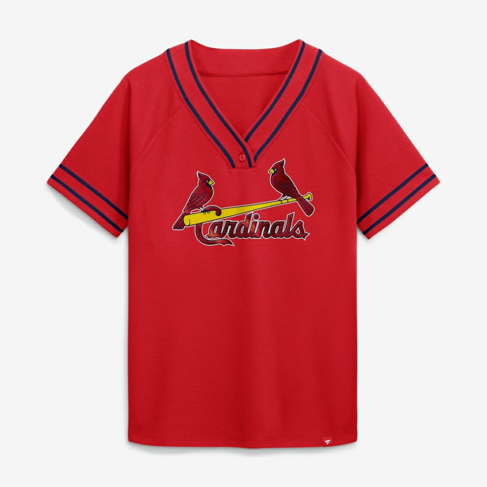 St. Louis Cardinals Fanatics Women's Diva Race Ahead Raglan V-Neck T-Shirt Near Me