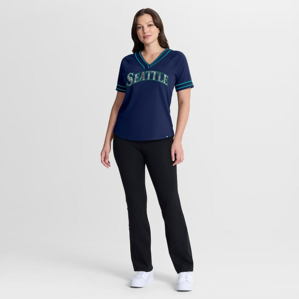 Seattle Mariners Fanatics Women's Diva Race Ahead Raglan V-Neck T-Shirt Online