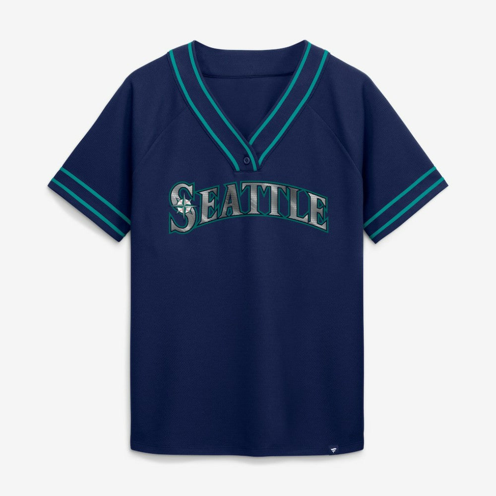 Seattle Mariners Fanatics Women's Diva Race Ahead Raglan V-Neck T-Shirt Online