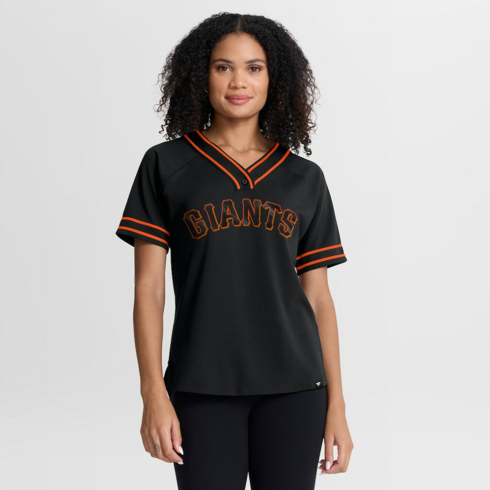 San Francisco Giants Fanatics Women's Diva Race Ahead Raglan V-Neck T-Shirt Outlet