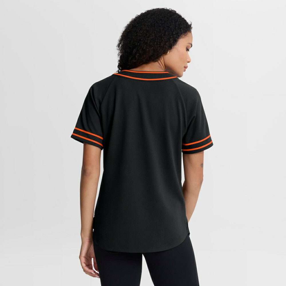 San Francisco Giants Fanatics Women's Diva Race Ahead Raglan V-Neck T-Shirt Outlet