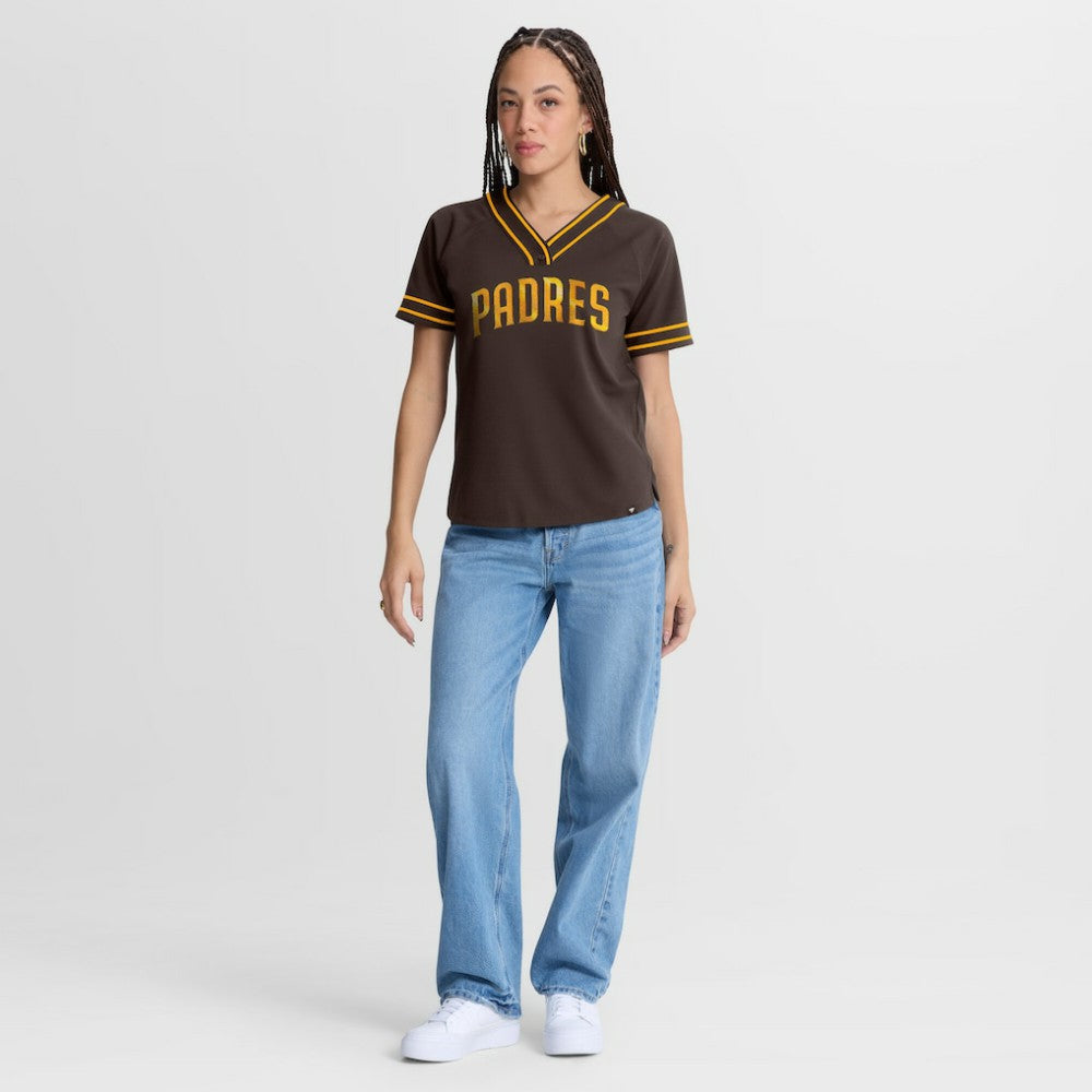 San Diego Padres Fanatics Women's Diva Race Ahead Raglan V-Neck T-Shirt Sale