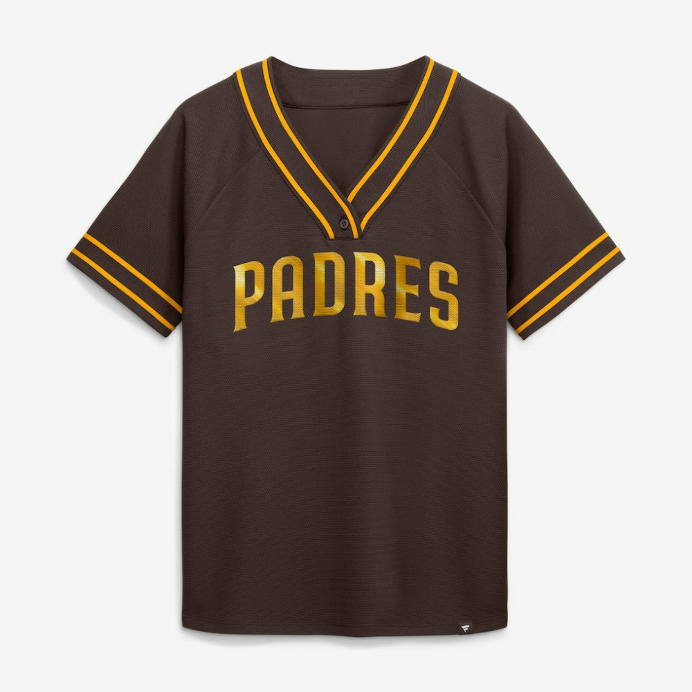 San Diego Padres Fanatics Women's Diva Race Ahead Raglan V-Neck T-Shirt Sale