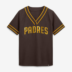 San Diego Padres Fanatics Women's Diva Race Ahead Raglan V-Neck T-Shirt Sale