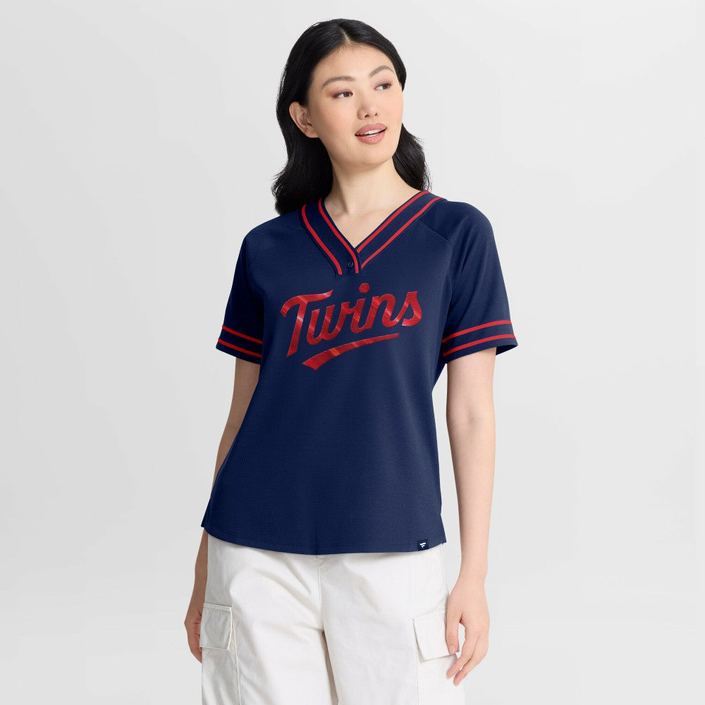Minnesota Twins Fanatics Women's Diva Race Ahead Raglan V-Neck T-Shirt Online