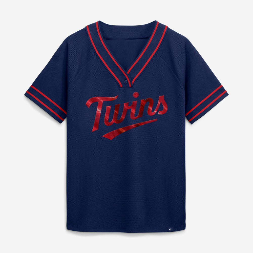 Minnesota Twins Fanatics Women's Diva Race Ahead Raglan V-Neck T-Shirt Online