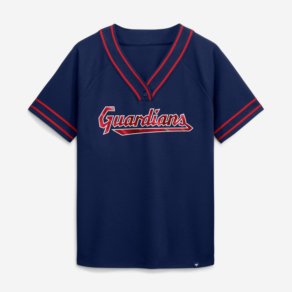 Cleveland Guardians Fanatics Women's Diva Race Ahead Raglan V-Neck T-Shirt Sale
