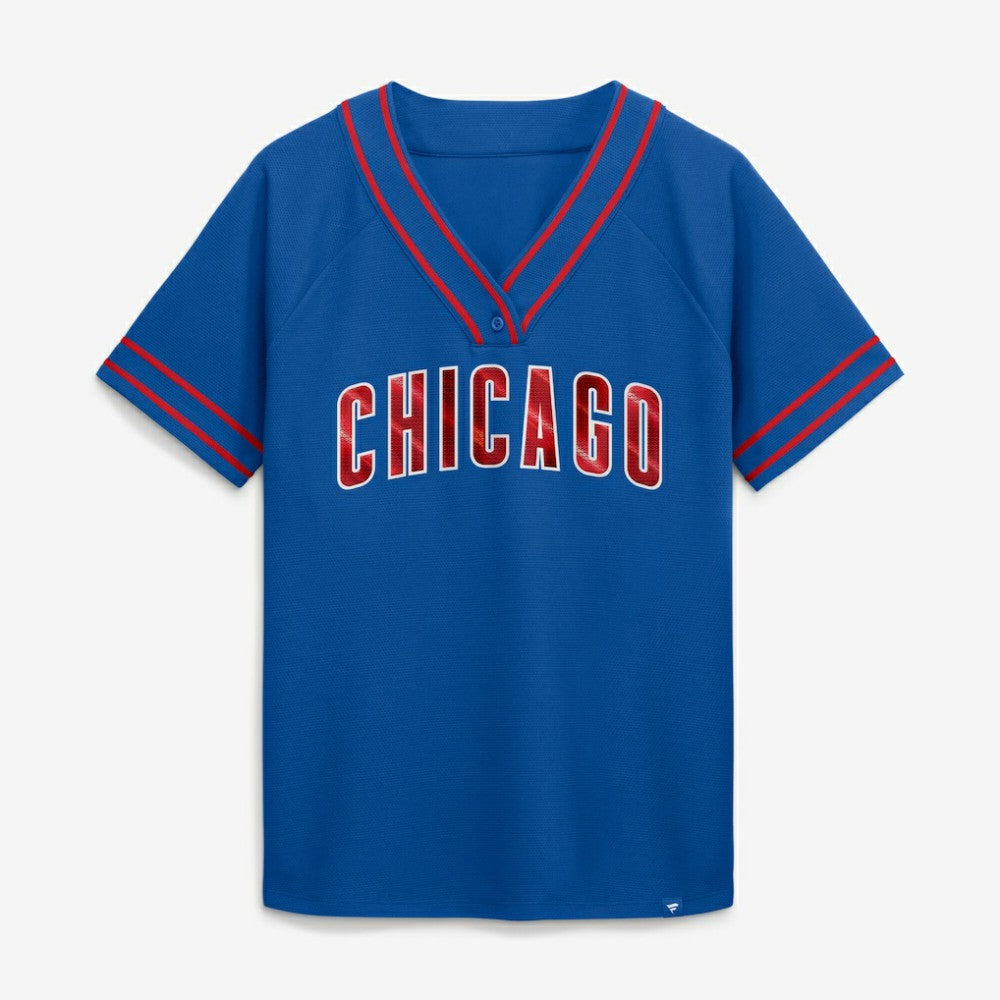 Chicago Cubs Fanatics Women's Diva Race Ahead Raglan V-Neck T-Shirt Outlet