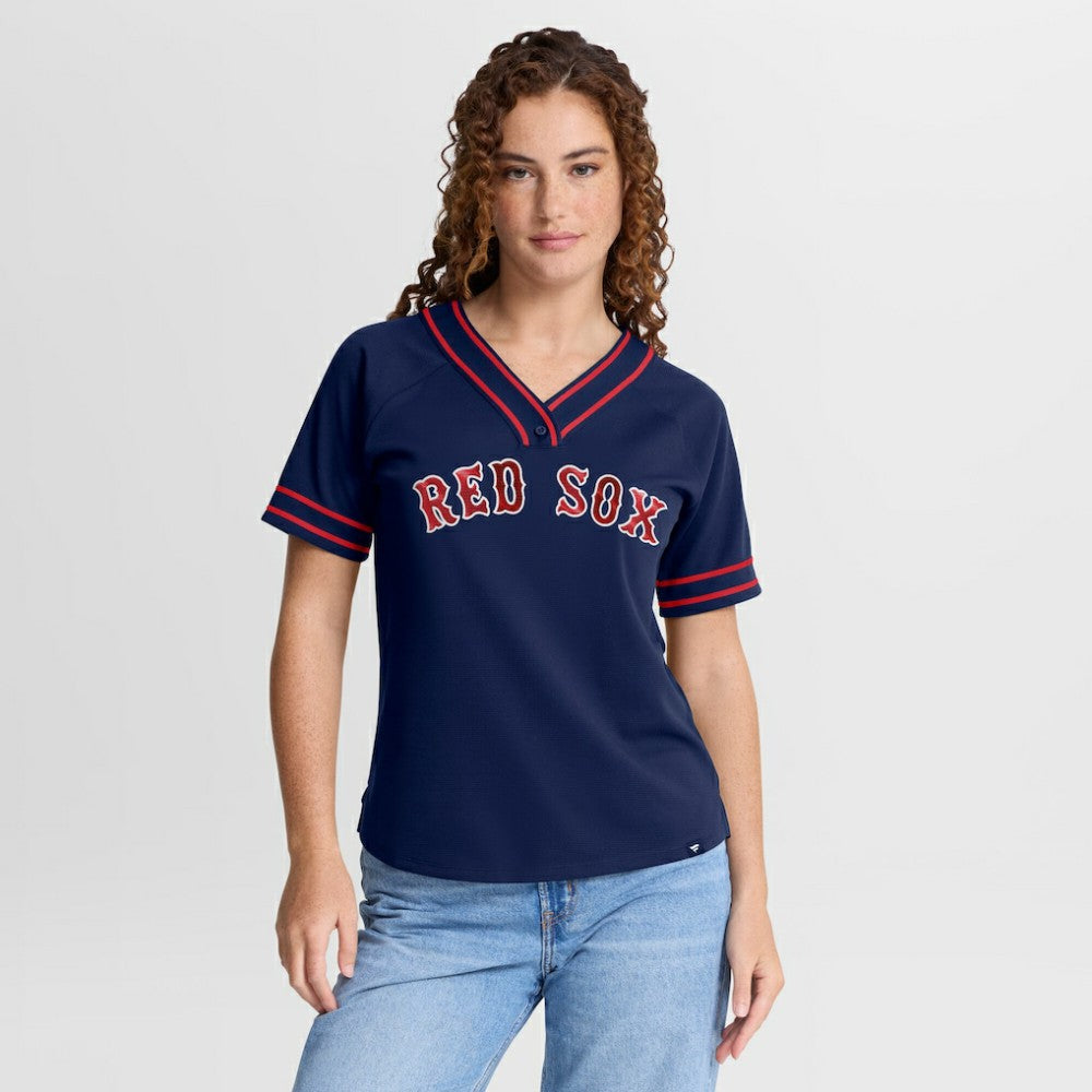 Boston Red Sox Fanatics Women's Diva Race Ahead Raglan V-Neck T-Shirt Discount