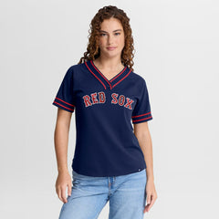 Boston Red Sox Fanatics Women's Diva Race Ahead Raglan V-Neck T-Shirt Discount
