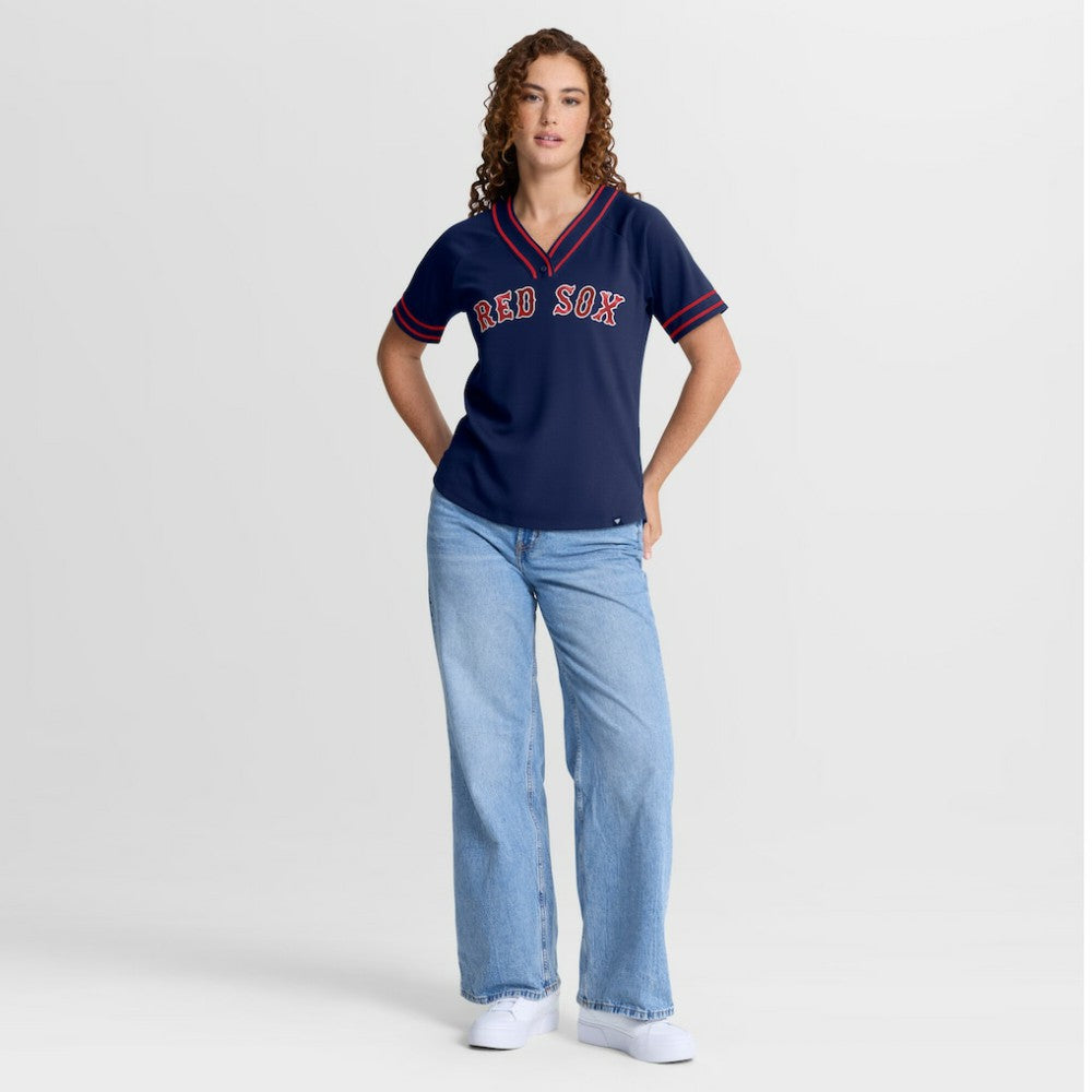Boston Red Sox Fanatics Women's Diva Race Ahead Raglan V-Neck T-Shirt Discount