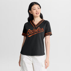 Baltimore Orioles Fanatics Women's Diva Race Ahead Raglan V-Neck T-Shirt Sale