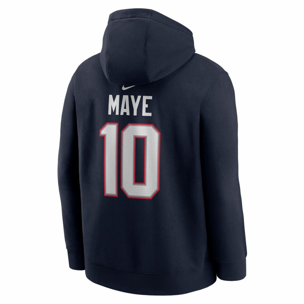 Drake Maye New England Patriots Player Name & Number Fleece Hoodie - Navy - Nike