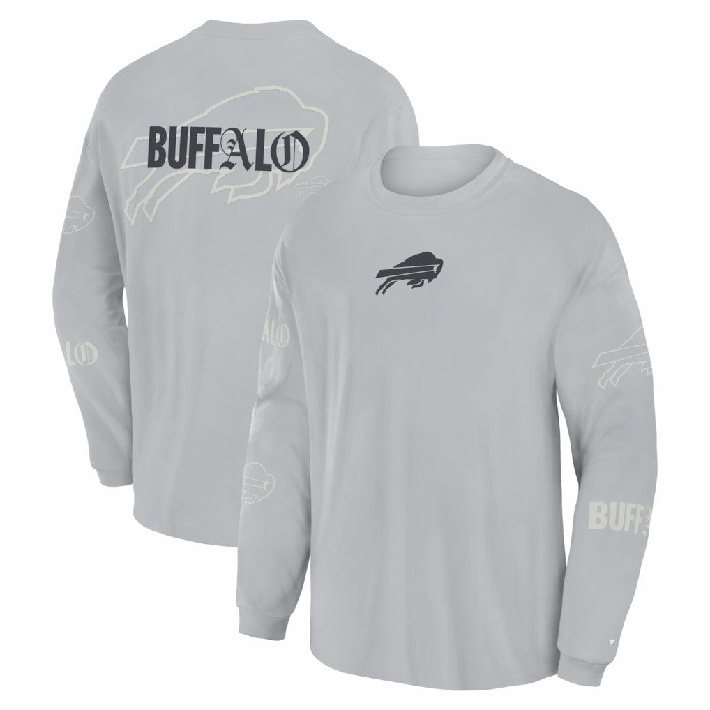 Buffalo Bills Oversized Type Play Long Sleeve T-Shirt - Gray - Fanatics