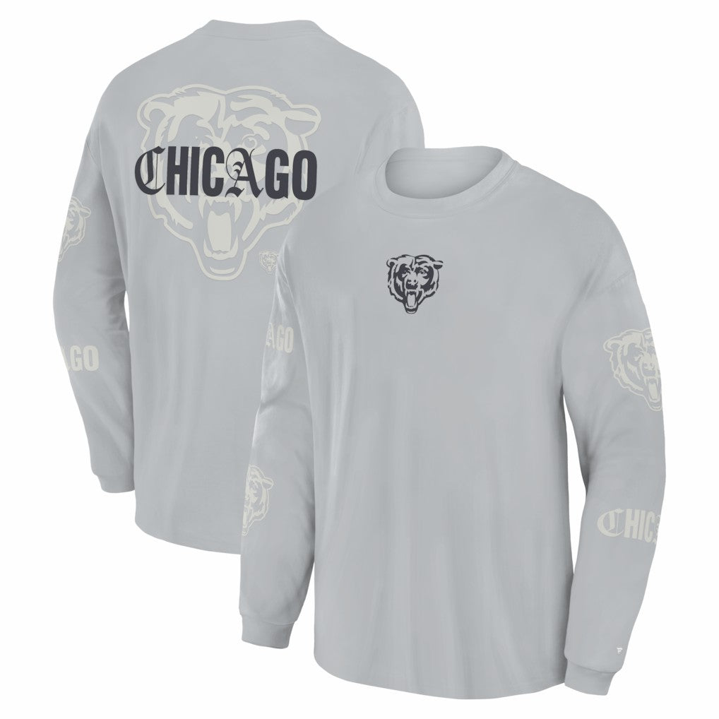 Chicago Bears Oversized Type Play Long Sleeve T-Shirt - Gray - Fanatics