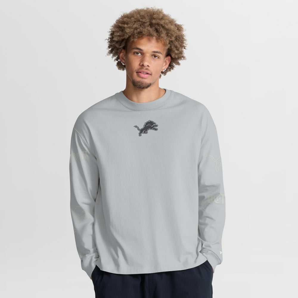 Detroit Lions Oversized Type Play Long Sleeve T-Shirt - Gray - Fanatics