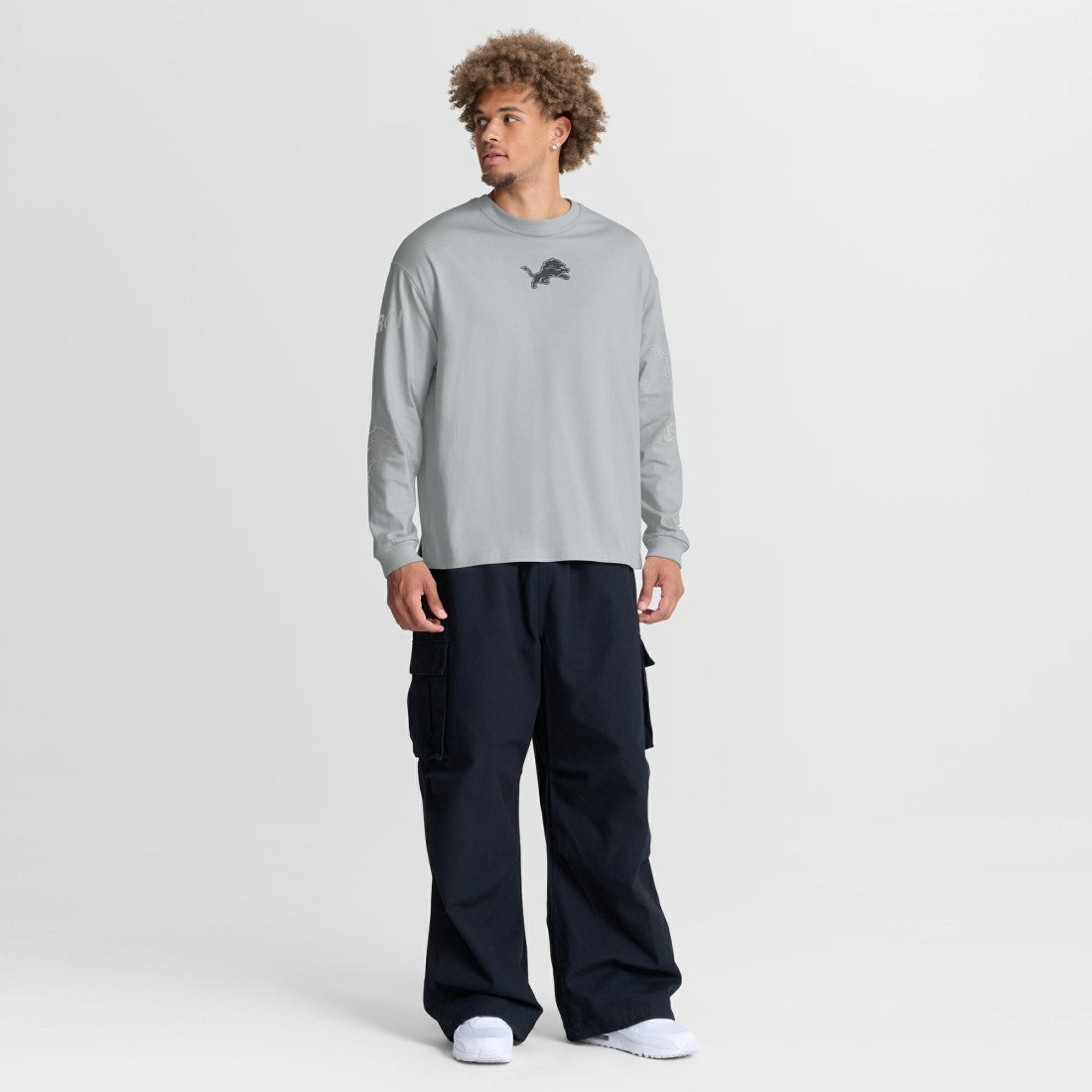Detroit Lions Oversized Type Play Long Sleeve T-Shirt - Gray - Fanatics