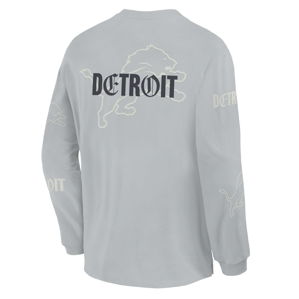 Detroit Lions Oversized Type Play Long Sleeve T-Shirt - Gray - Fanatics