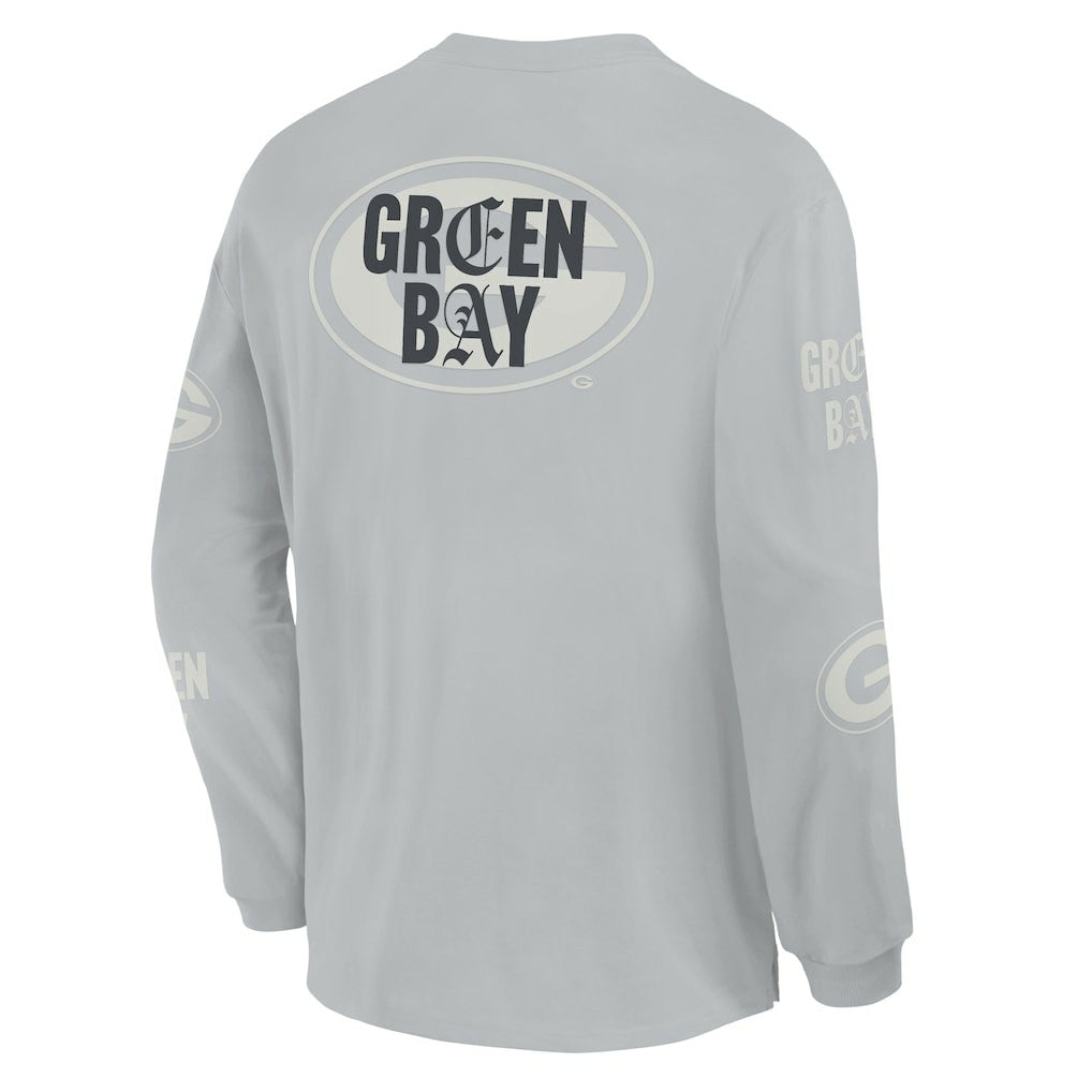 Green Bay Packers Oversized Type Play Long Sleeve T-Shirt - Gray - Fanatics