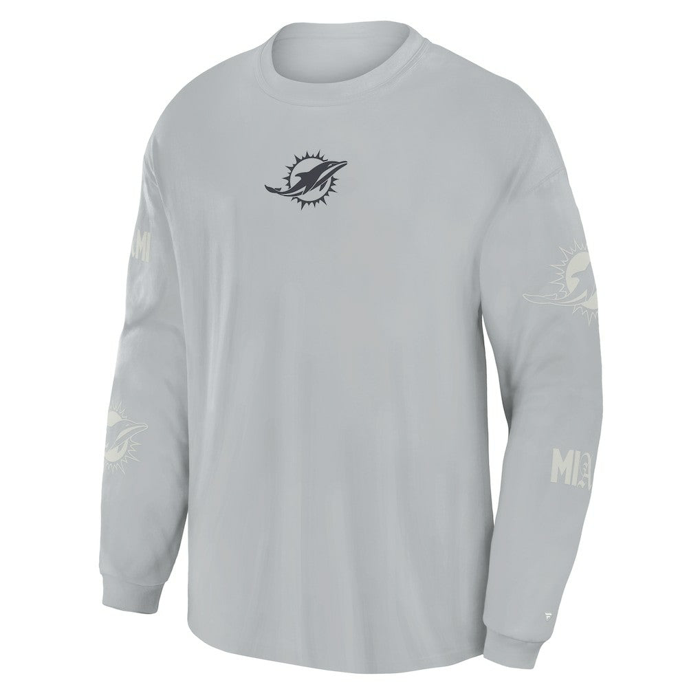 Miami Dolphins Oversized Type Play Long Sleeve T-Shirt - Gray - Fanatics