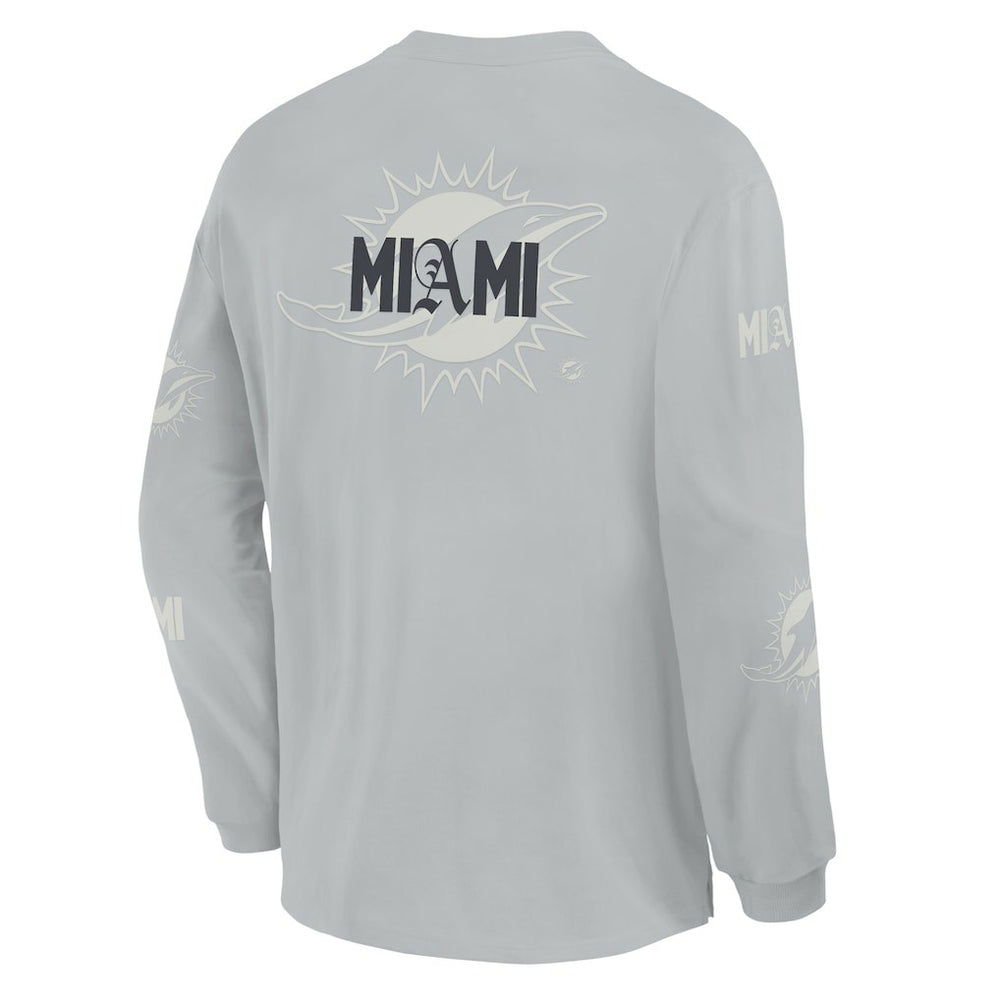 Miami Dolphins Oversized Type Play Long Sleeve T-Shirt - Gray - Fanatics