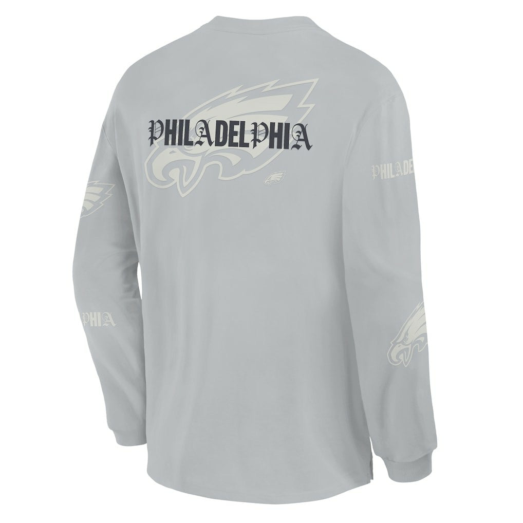 Philadelphia Eagles Oversized Type Play Long Sleeve T-Shirt - Gray - Fanatics