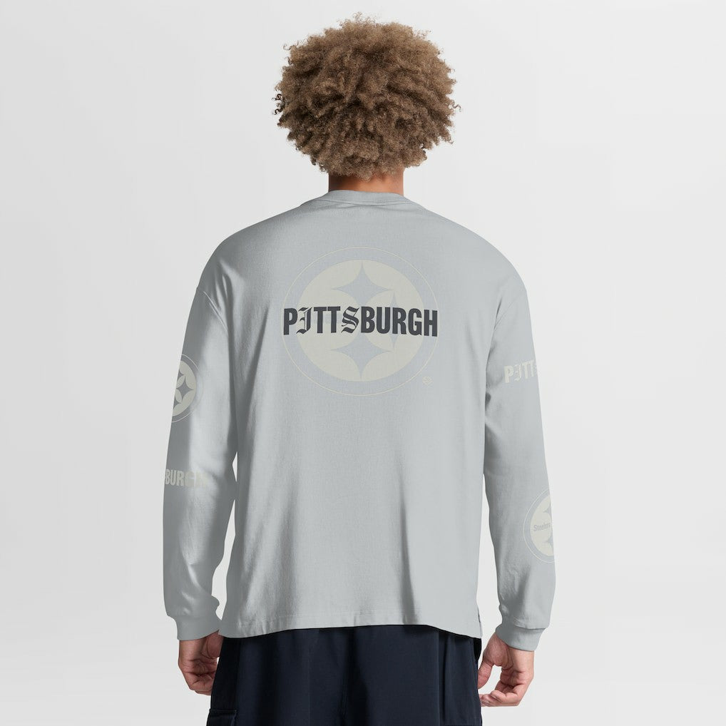 Pittsburgh Steelers Oversized Type Play Long Sleeve T-Shirt - Gray - Fanatics