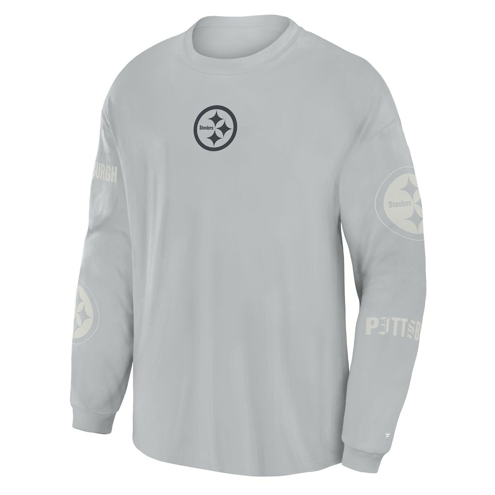 Pittsburgh Steelers Oversized Type Play Long Sleeve T-Shirt - Gray - Fanatics