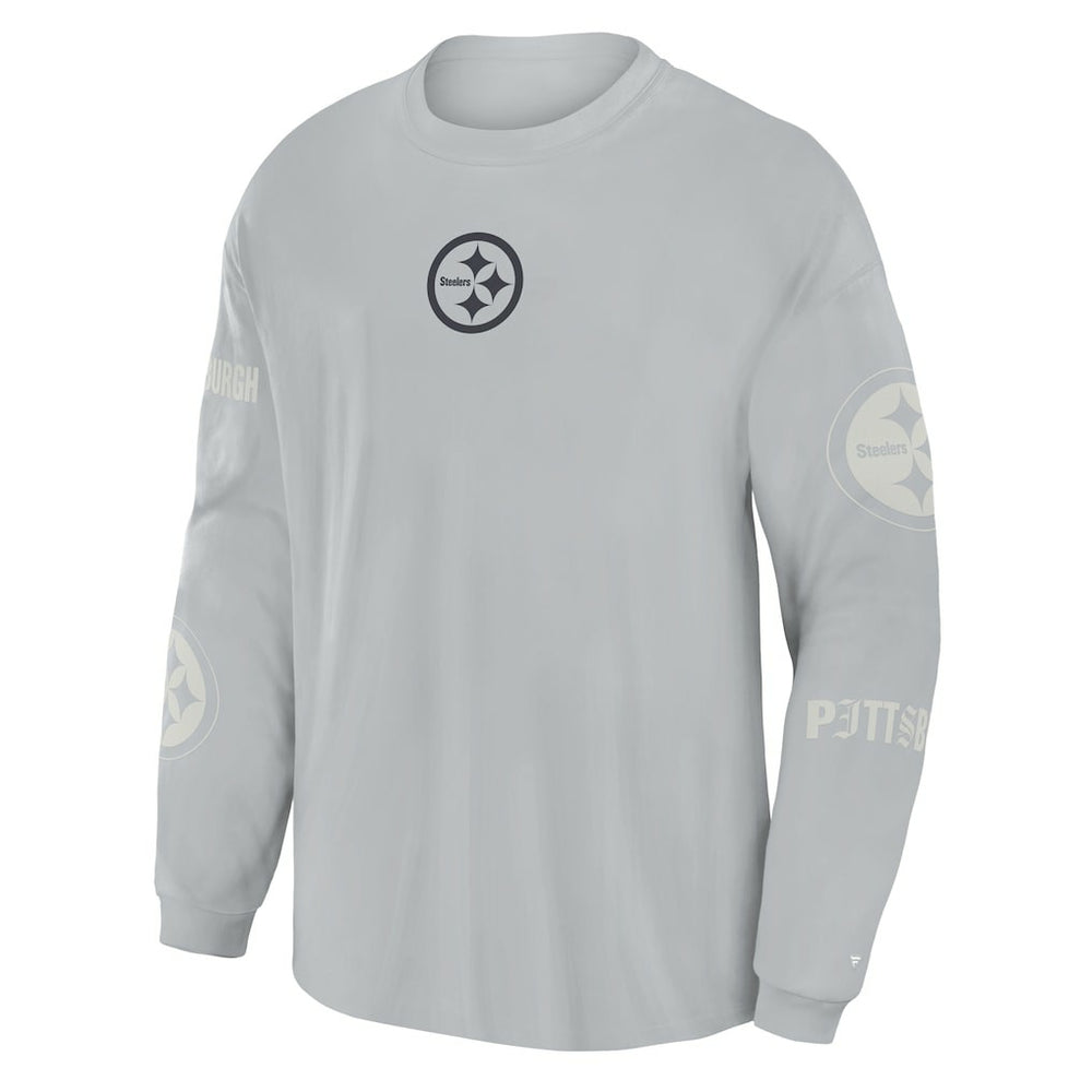 Pittsburgh Steelers Oversized Type Play Long Sleeve T-Shirt - Gray - Fanatics