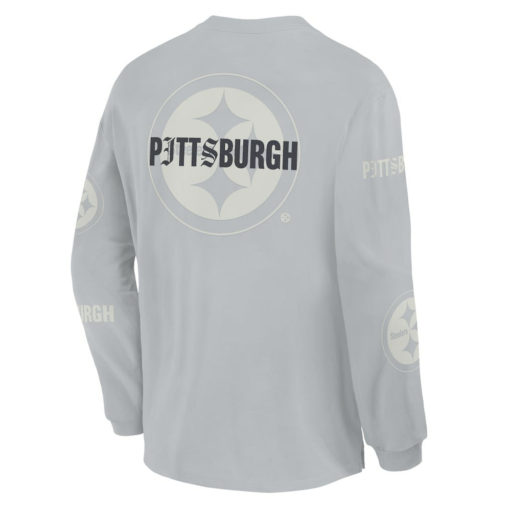 Pittsburgh Steelers Oversized Type Play Long Sleeve T-Shirt - Gray - Fanatics