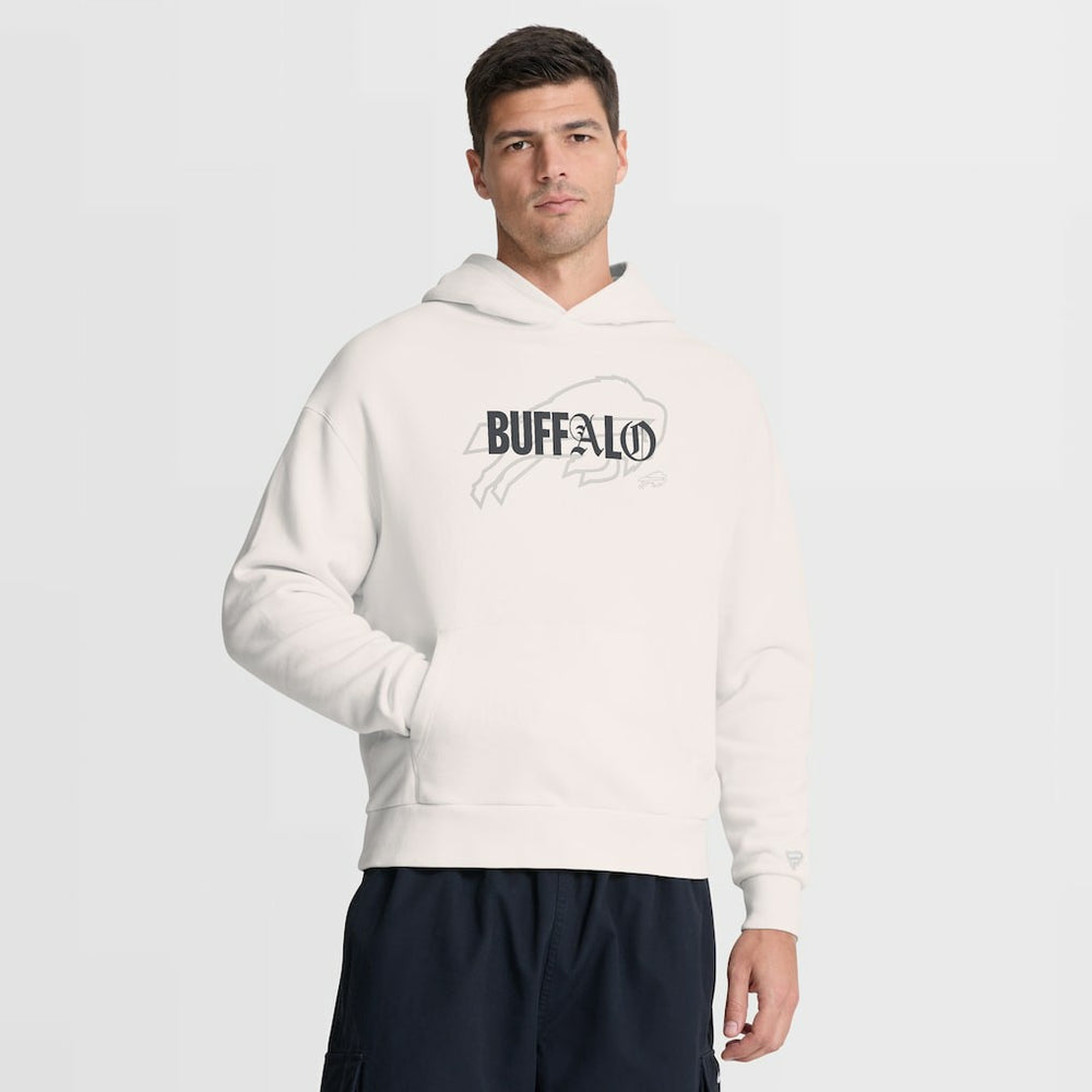 Buffalo Bills Oversized Type Play Location Hoodie - Cream - Fanatics