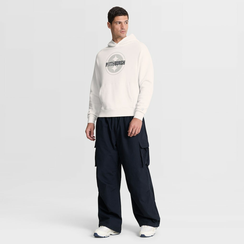Pittsburgh Steelers Oversized Type Play Location Hoodie - Cream - Fanatics