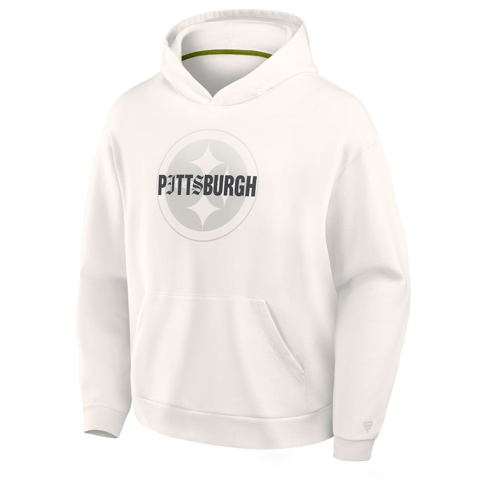 Pittsburgh Steelers Oversized Type Play Location Hoodie - Cream - Fanatics