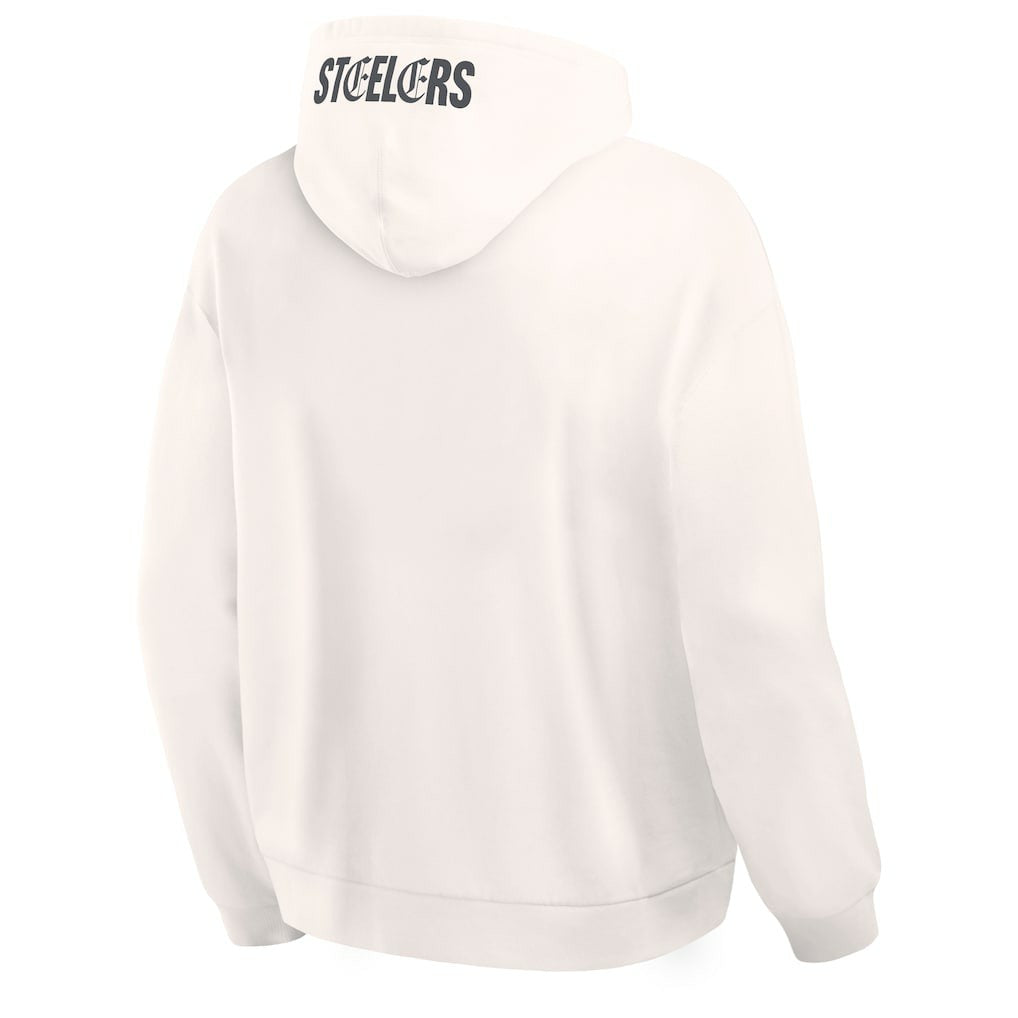 Pittsburgh Steelers Oversized Type Play Location Hoodie - Cream - Fanatics