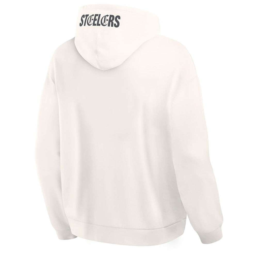 Pittsburgh Steelers Oversized Type Play Location Hoodie - Cream - Fanatics