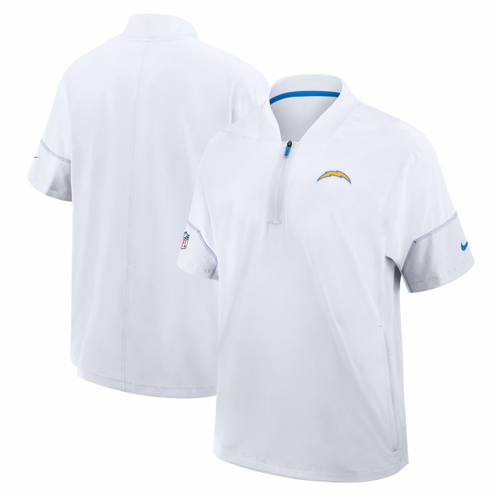 Los Angeles Chargers Sideline Short Sleeve Quarter-Zip Coach Jacket - White - Nike