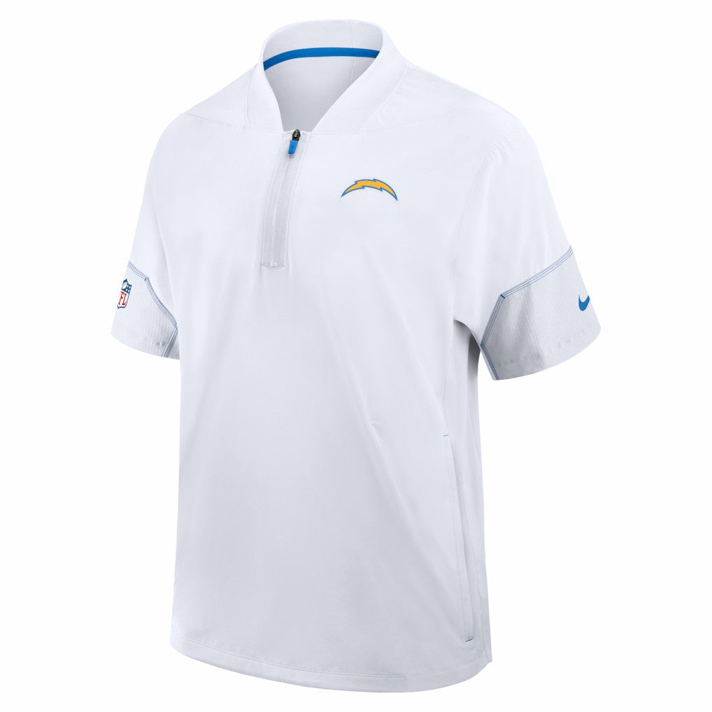 Los Angeles Chargers Sideline Short Sleeve Quarter-Zip Coach Jacket - White - Nike