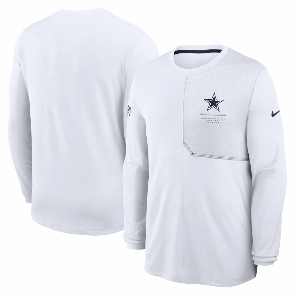 Dallas Cowboys Sideline Coach UV Dri-FIT Long Sleeve Shirt - White - Nike