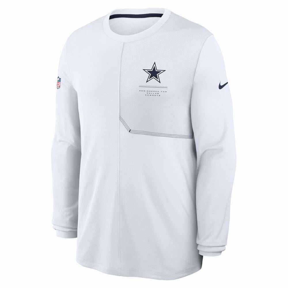 Dallas Cowboys Sideline Coach UV Dri-FIT Long Sleeve Shirt - White - Nike