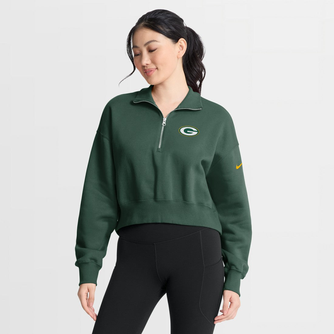 Green Bay Packers Women's Phoenix Fleece Quarter-Zip Sweatshirt - Green - Nike