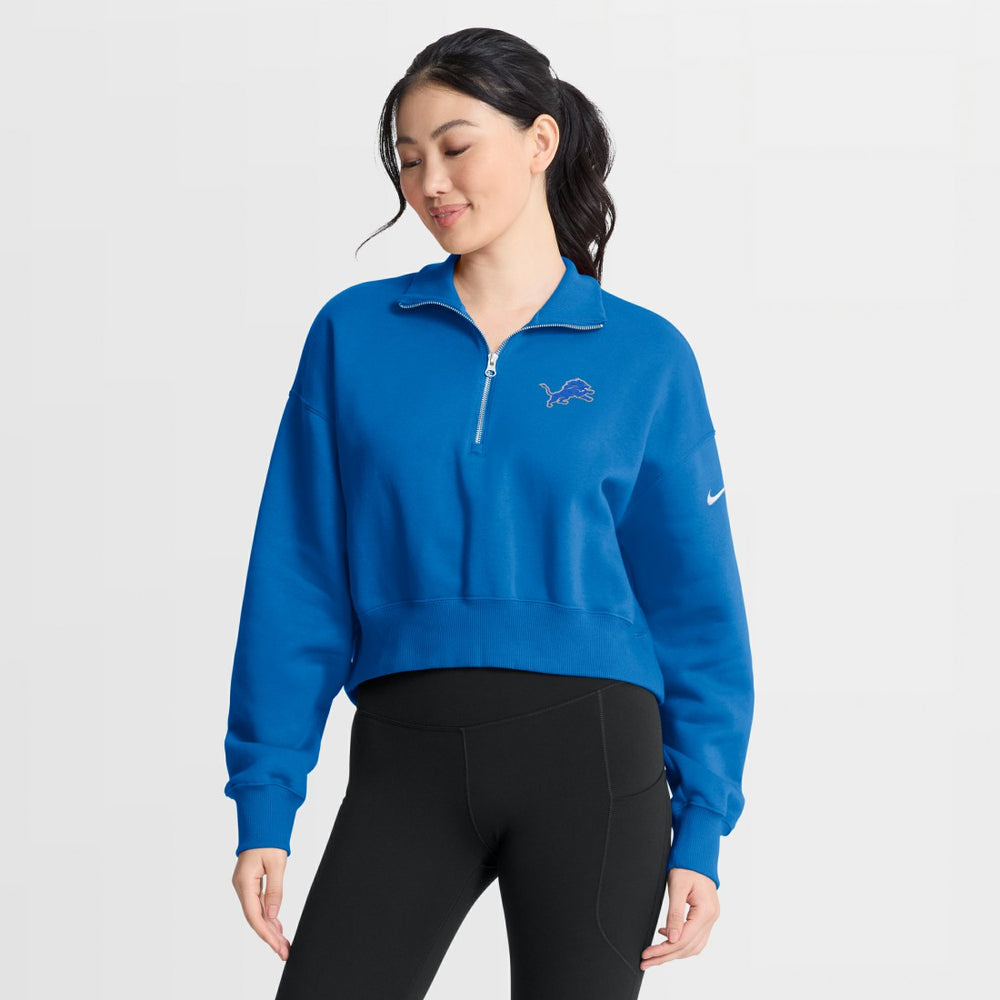 Detroit Lions Women's Phoenix Fleece Quarter-Zip Sweatshirt - Blue - Nike