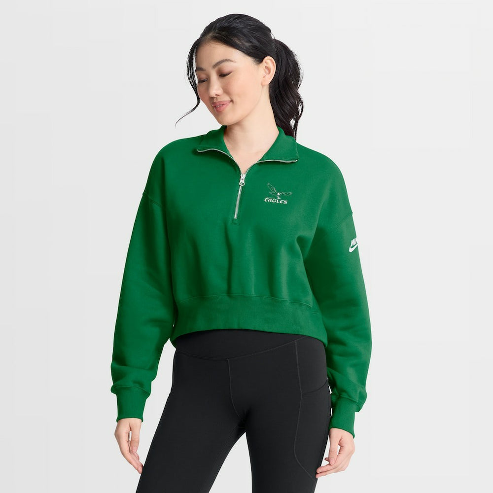Philadelphia Eagles Women's Phoenix Fleece Quarter-Zip Sweatshirt - Kelly Green - Nike