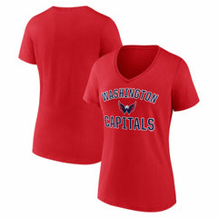 Washington Capitals Logo Athletic Women's Arch Victory V-Neck T-Shirt - Red | NHL on sale