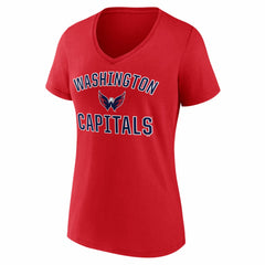 Washington Capitals Logo Athletic Women's Arch Victory V-Neck T-Shirt - Red | NHL on sale