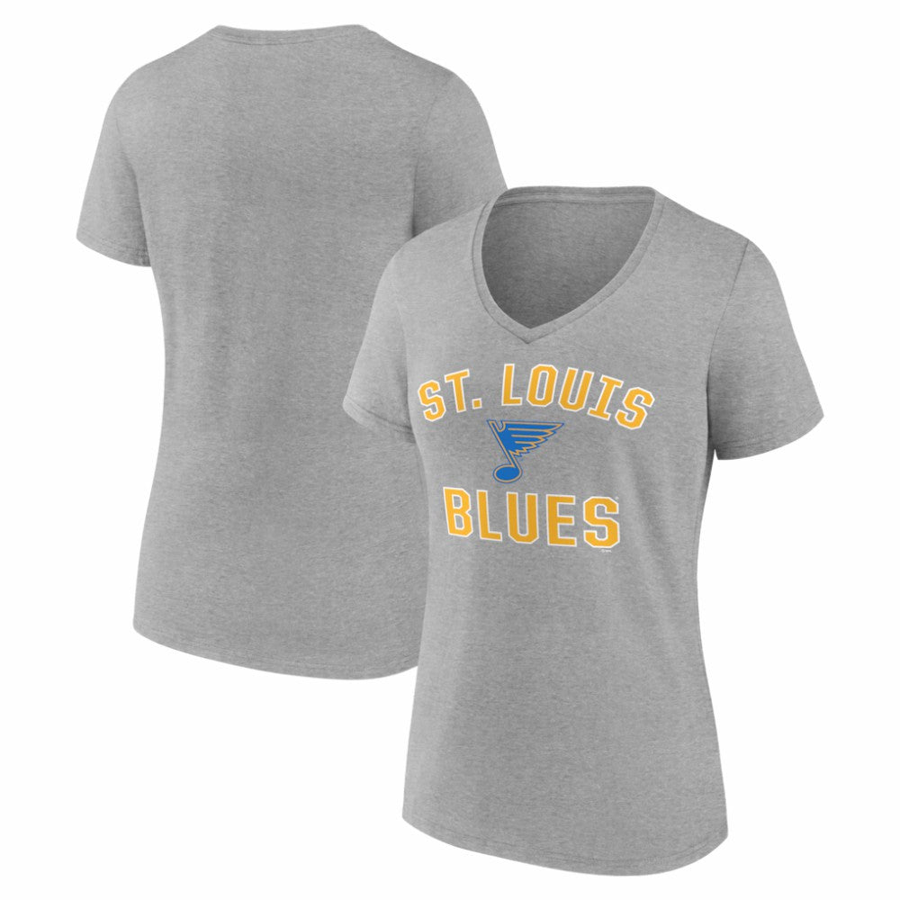 St. Louis Blues Logo Athletic Women's Arch Victory V-Neck T-Shirt - Heather Gray | NHL online