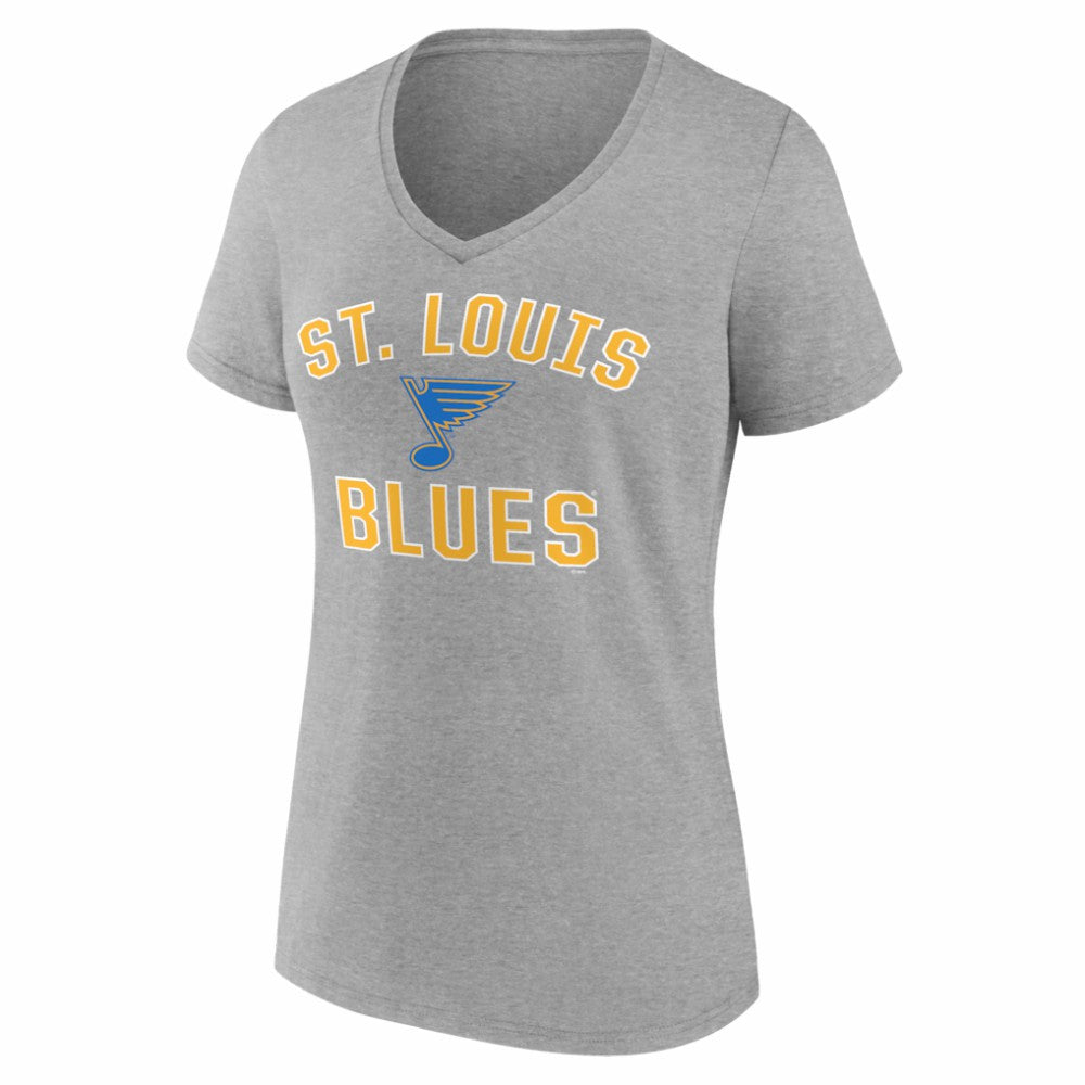 St. Louis Blues Logo Athletic Women's Arch Victory V-Neck T-Shirt - Heather Gray | NHL online