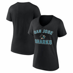 San Jose Sharks Logo Athletic Women's Arch Victory V-Neck T-Shirt - Black | NHL Clearance